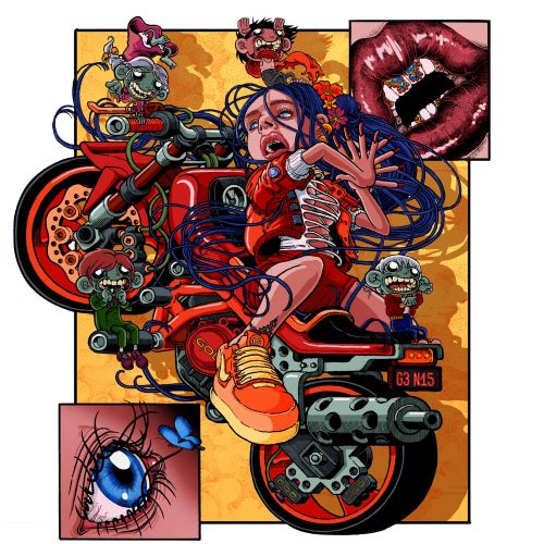 Illustration inspired by Rosalia's Motomami album by Carles Garcia O'Dowd
