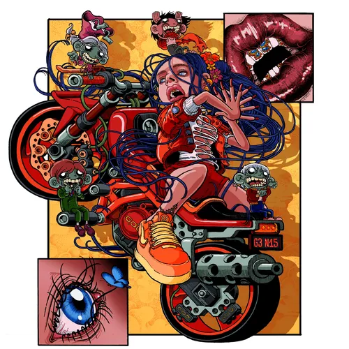 Illustration inspired by Rosalia's Motomami album by Carles Garcia O'Dowd