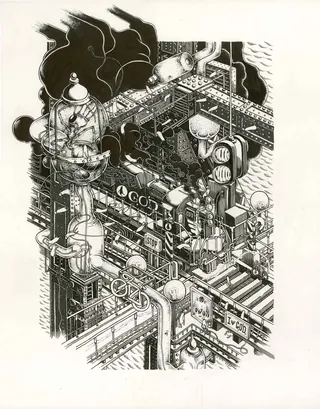 Intricate industrial machine with pipes and gauges by Carles Garcia O'Dowd