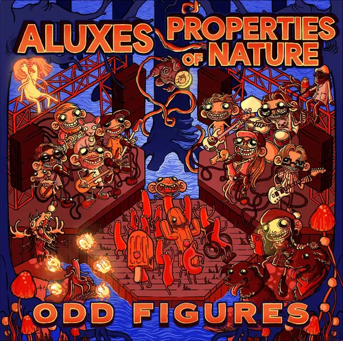 Album cover with cartoon creatures playing instruments by Carles Garcia O'Dowd