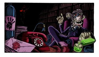 Man in dark room with vintage rotary phone and letters by Carles Garcia O'Dowd