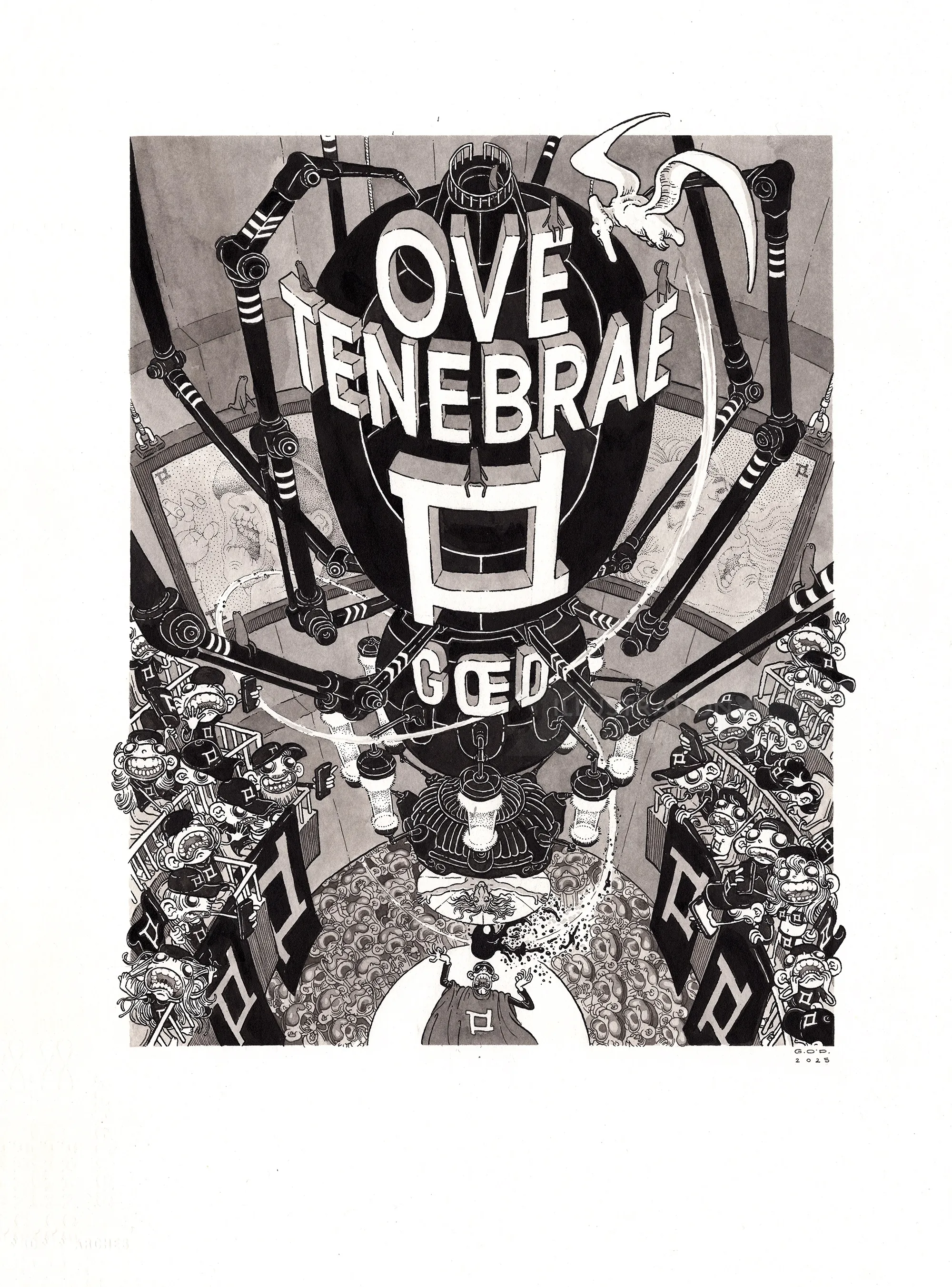 Black and white hot air balloon with LOVE TENEBRAE text by Carles Garcia O'Dowd