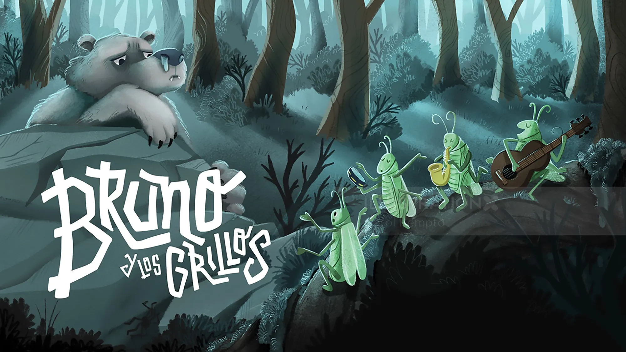 Illustrated Cover for "Bruno y los Grillos" Digital Book