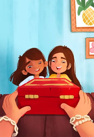 Children Receiving Red Box | Illustration by Carol Rempto