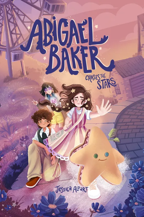 Book cover of Abigael Baker holding a star with two children and a whimsical background, by Carol Re