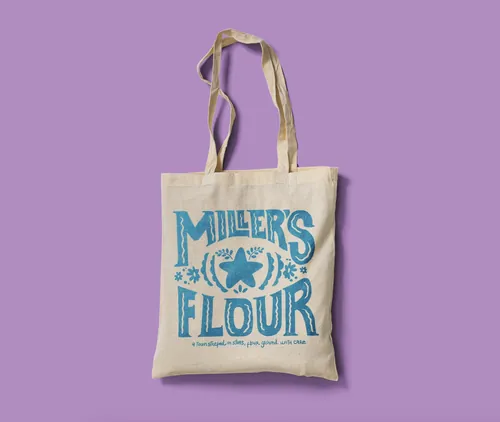 Totebag with Miller's Flour design by Carol Rempto