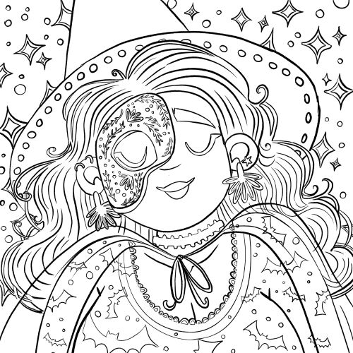 Black and white Day of the Dead girl illustration by Carol Rempto