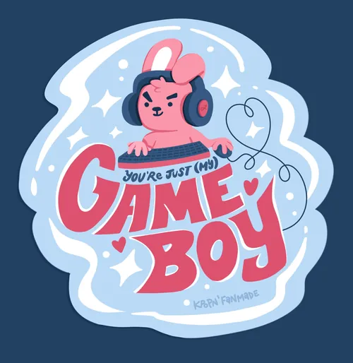 Cute bunny with headphones playing video games by Carol Rempto
