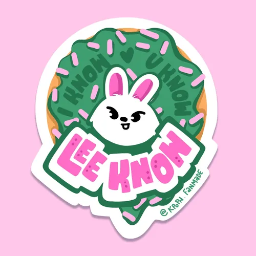 Lee Know bunny with green donut and pink sprinkles by Carol Rempto