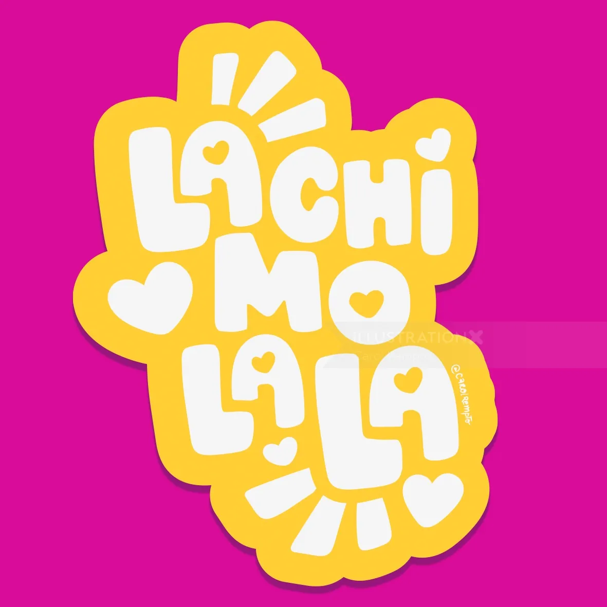 La Chí Mo La La sticker art by Carol Rempto with bright colors