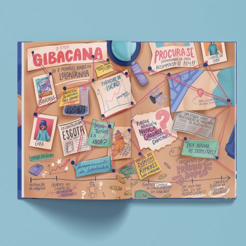 Colorful illustrated bulletin board collage by Carol Rempto