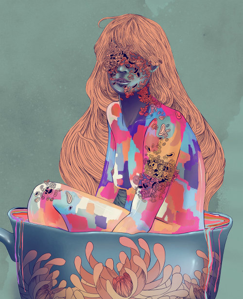 naked girl colorful illustration