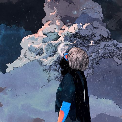 Girl and clouds surreal art