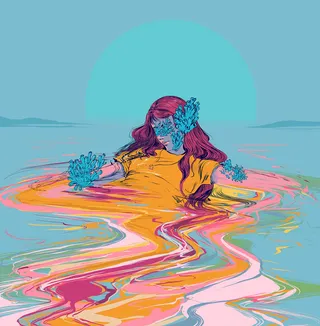 Graphic Girl colors in water