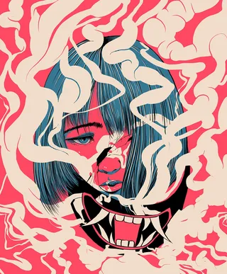 Graphic girl with scary teeth