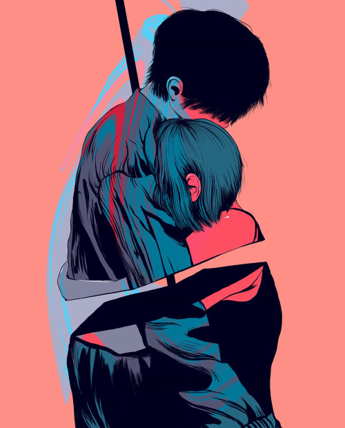 Boy and girl hugging each other