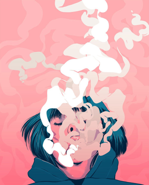 吸烟女孩数字艺术
