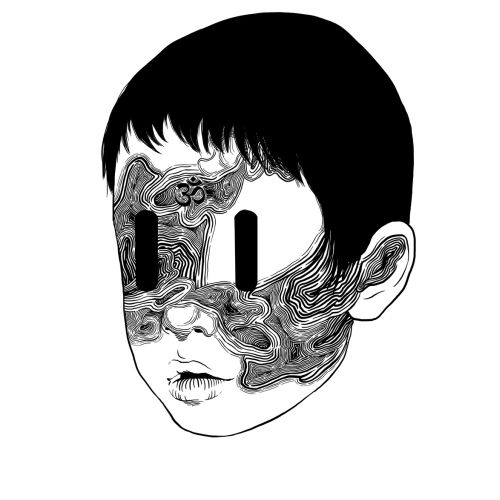 Graphic boy face with pattern