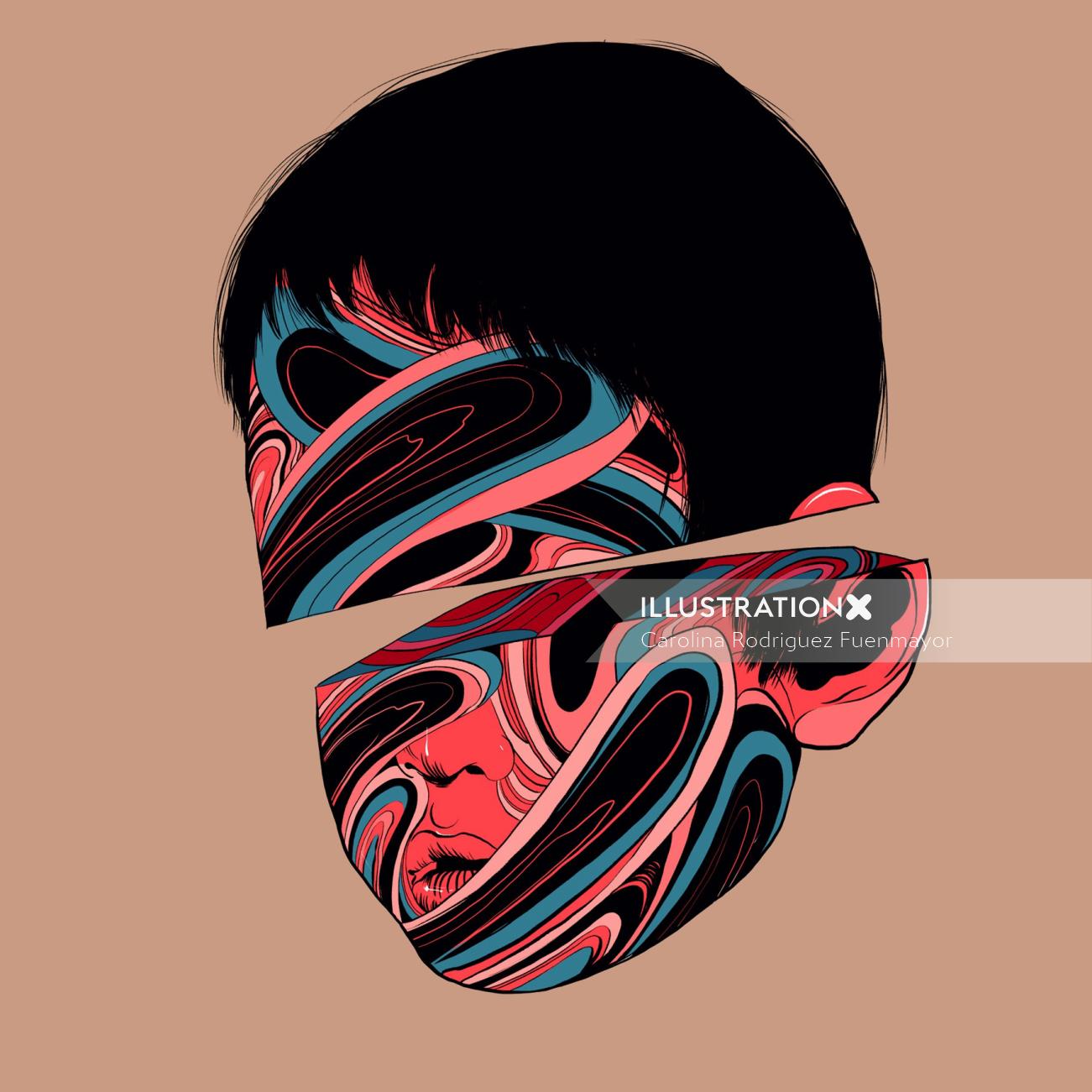 Graphic Sliced face