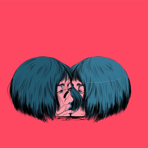 Graphic Twin girl faces