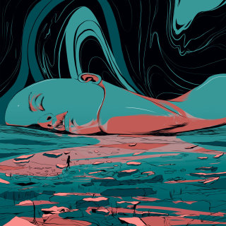 Arte gráfico colorido de mujer durmiendo