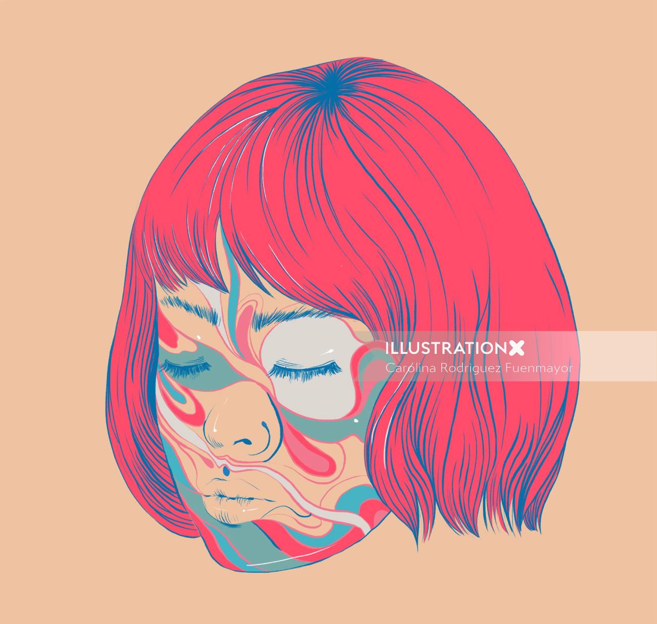 Graphic Girl with red hair