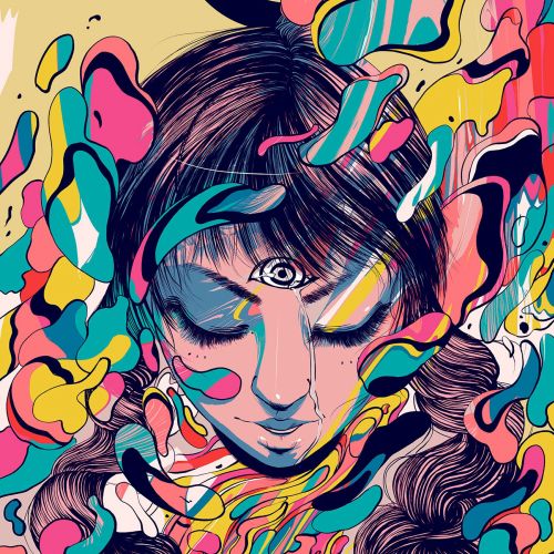 Graphic woman with third eye