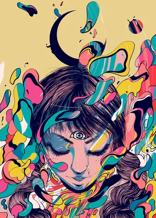 Graphic woman with third eye