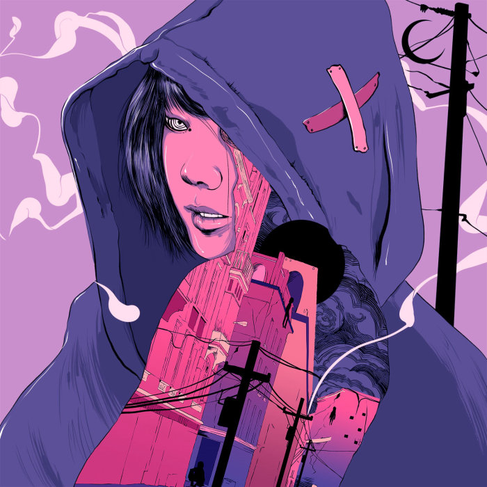 Graphic girl in hoodie
