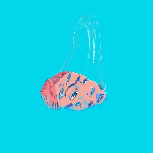 Graphic woman face outside water
