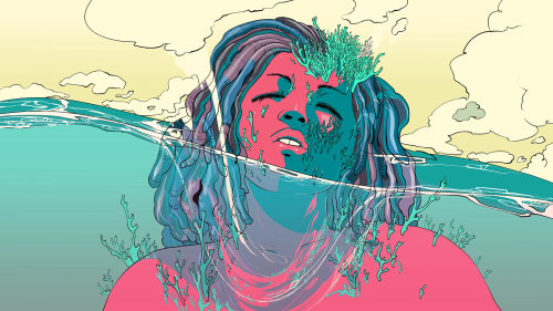 Graphic of woman inside water