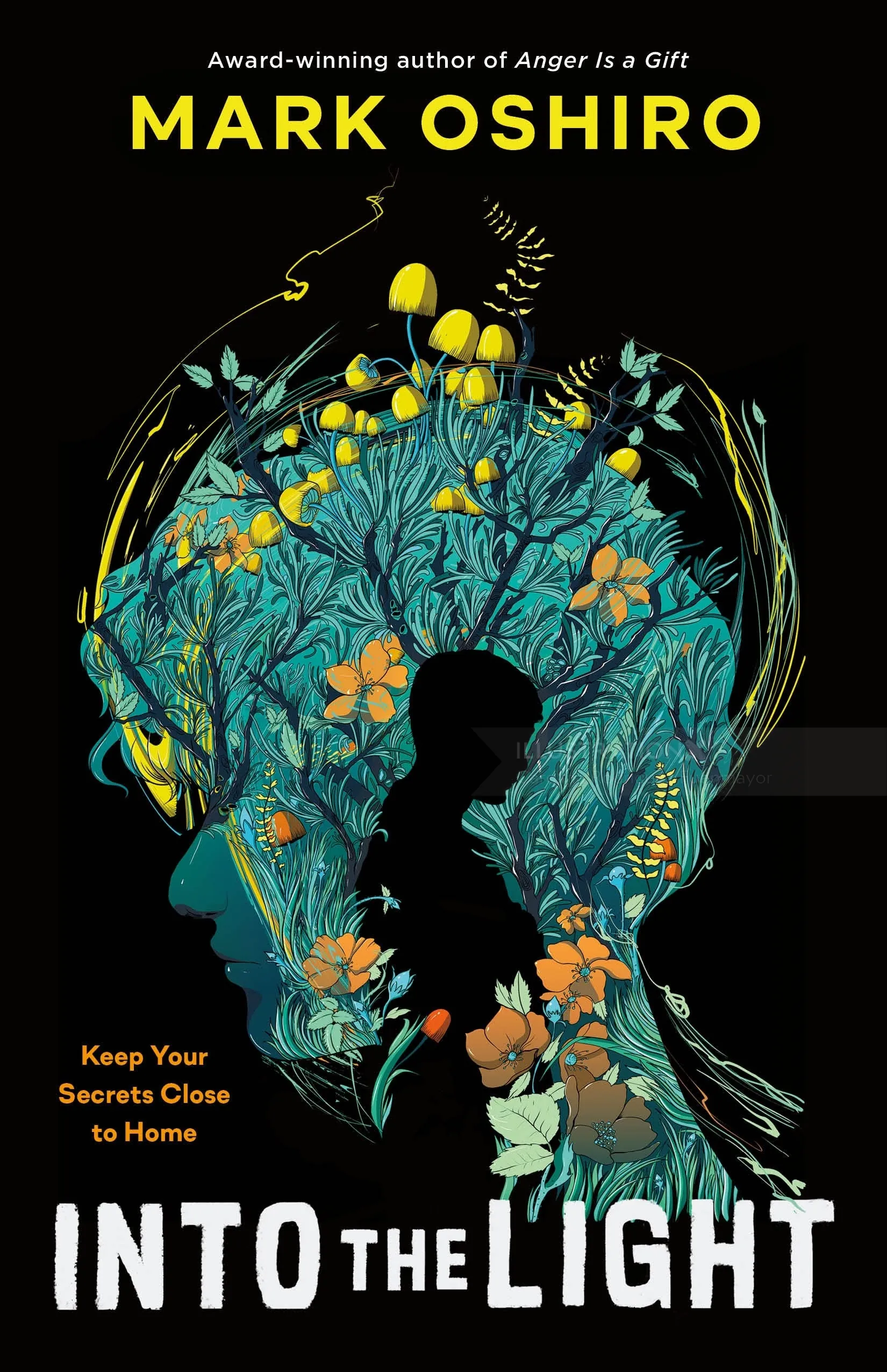 Book cover art with human silhouettes and blooming flowers by Carolina Rodriguez Fuenmayor