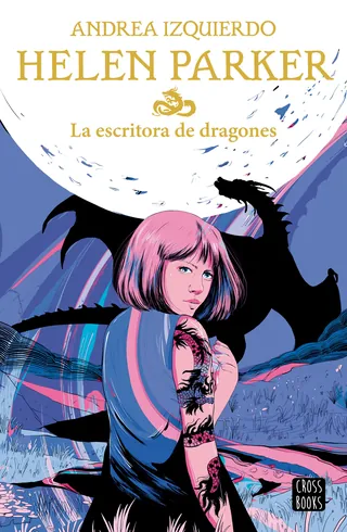 Illustration of a girl with pink hair and dragon silhouette by Carolina Rodriguez Fuenmayor