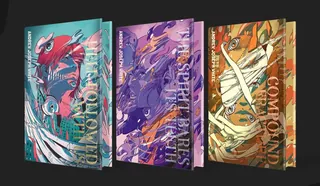 Three vibrant fantasy book covers with detailed artwork