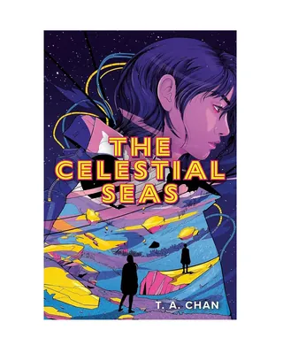 Book cover of The Celestial Seas with a purple-haired figure and cosmic background