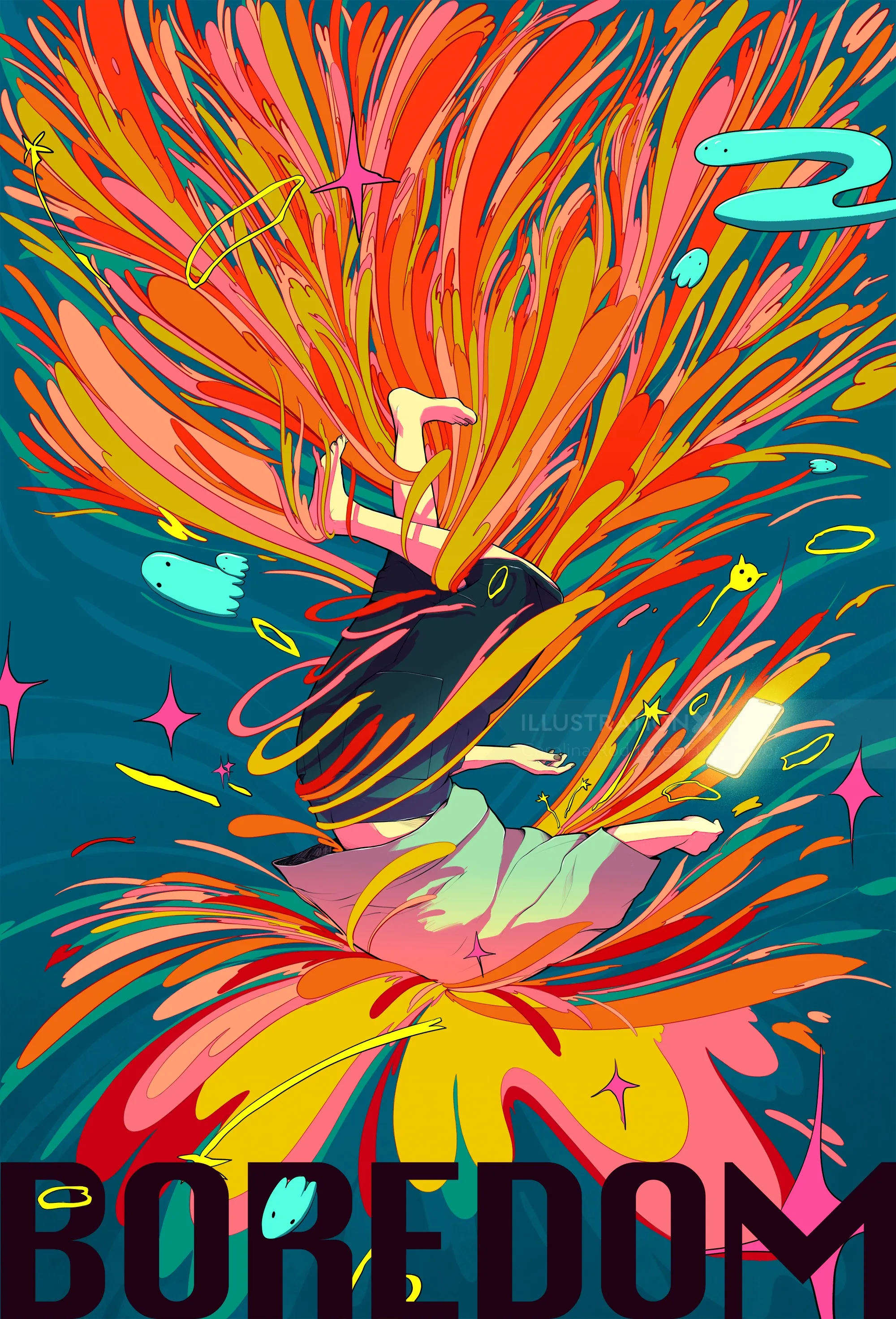 Colorful surreal explosion artwork by Carolina Rodriguez Fuenmayor