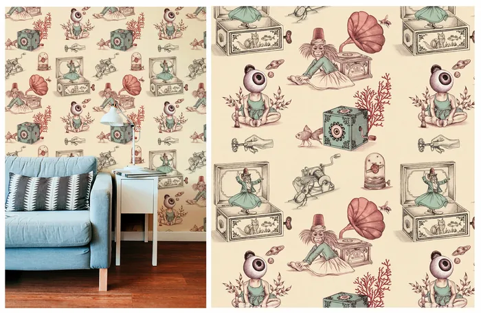 Music box themed pattern design by Carolina Zambrano