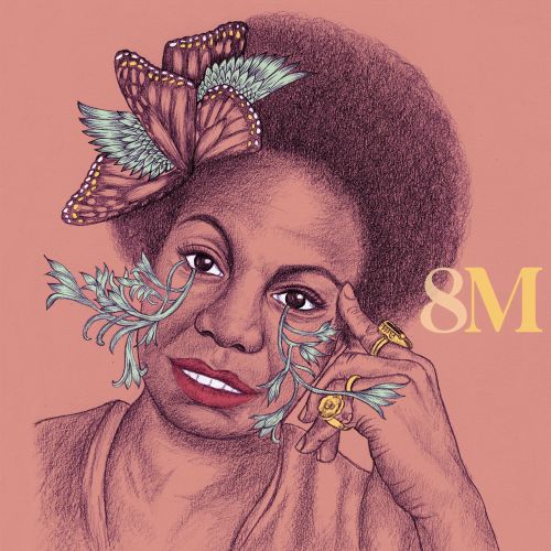 Portrait of Nina Simone for 8M Graphite and digital color