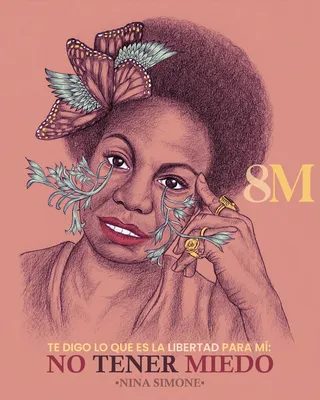 Portrait de Nina Simone pour 8M Graphite et couleur numérique