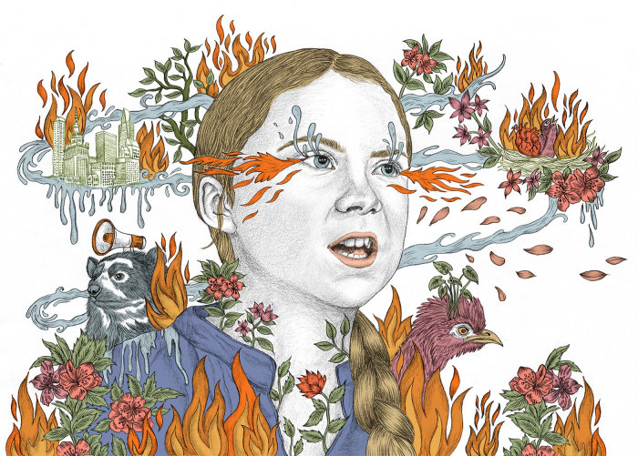 Illustration du portrait de Greta Thunberg tirée du calendrier 2022 « Entre femmes »