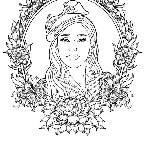 Image frame black and white design for children's coloring book