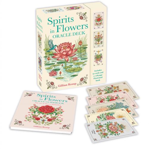 Spirits in Flowers Oracle Deck box and illustrated cards displayed