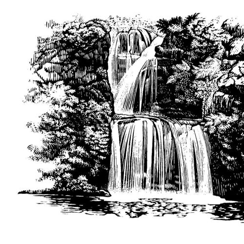 line illustration of waterfall