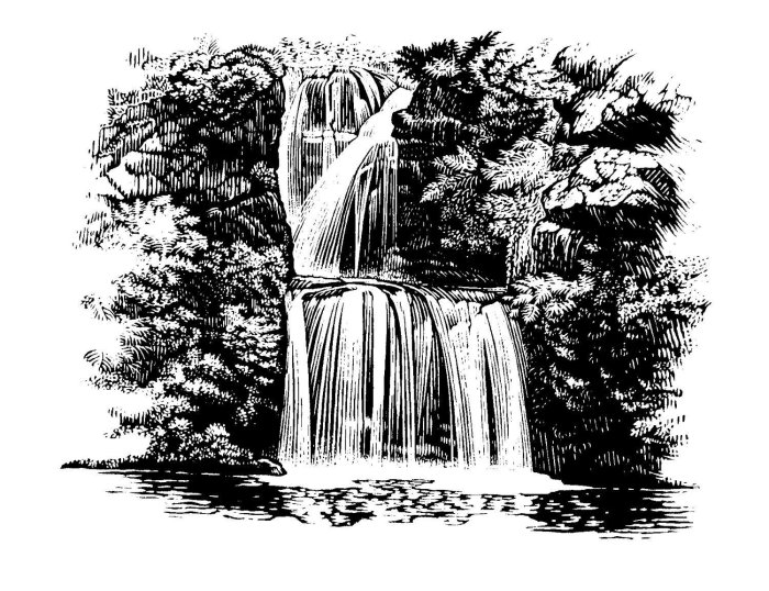 ilustração de linha da cachoeira