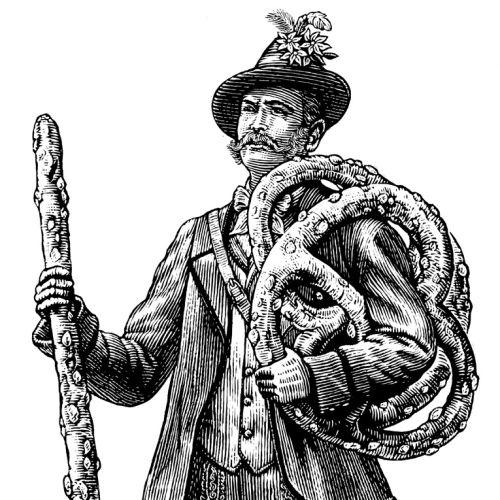 Historical man with rope
