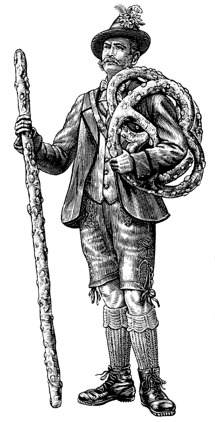 Historical man with rope
