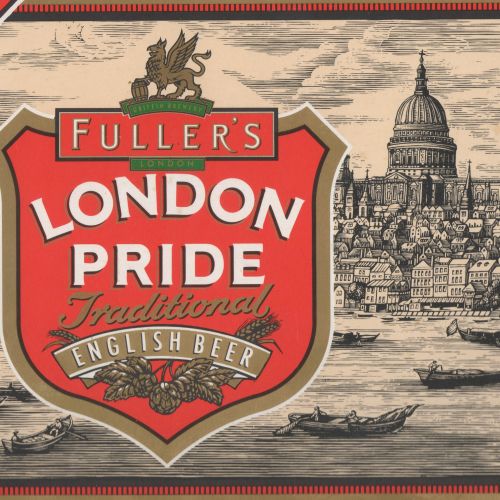 Fuller's London Pride beer label with London skyline by Caroline Church