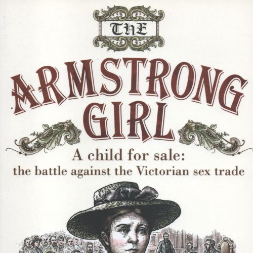 Book cover for The Armstrong Girl by Caroline Church featuring a girl in Victorian attire in courtro