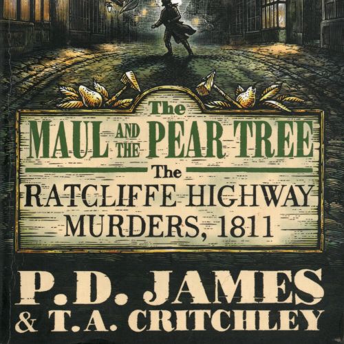 Dark street scene with man walking under cloudy sky on The Maul and The Pear Tree book cover by Caro