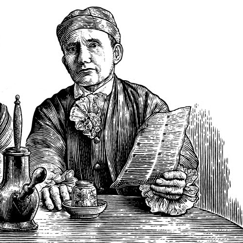 Victorian couple seated with tea pot and newspaper by Caroline Church